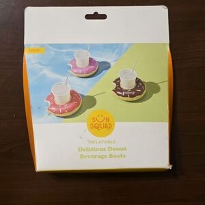 Sun Squad Inflatable Donut Drink Holders 3 Pack Pool Beverage Floats